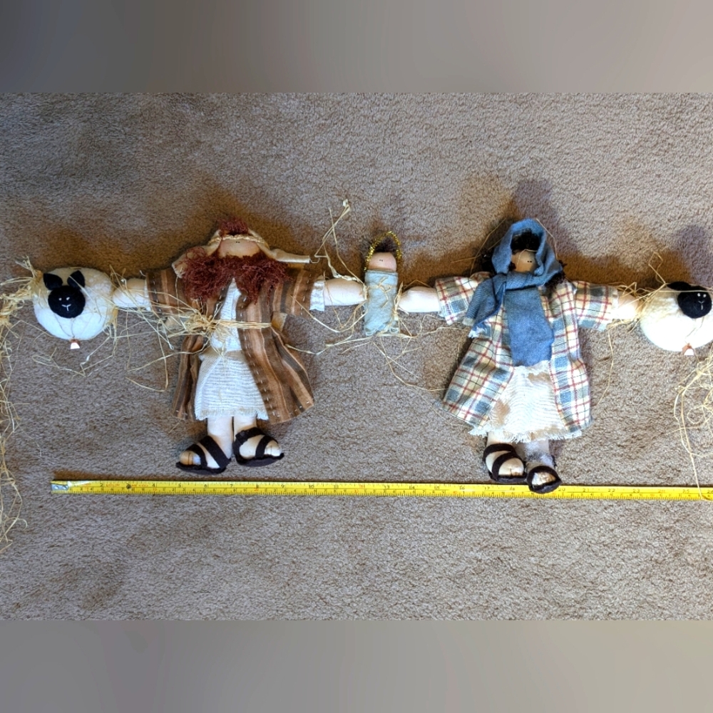 Jesus Mary Joseph fabric Christmas nativity swag homespun homemade farmhouse